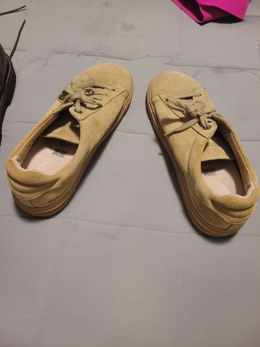 Birkenstock Suede Lace-Up Flats in Tan
